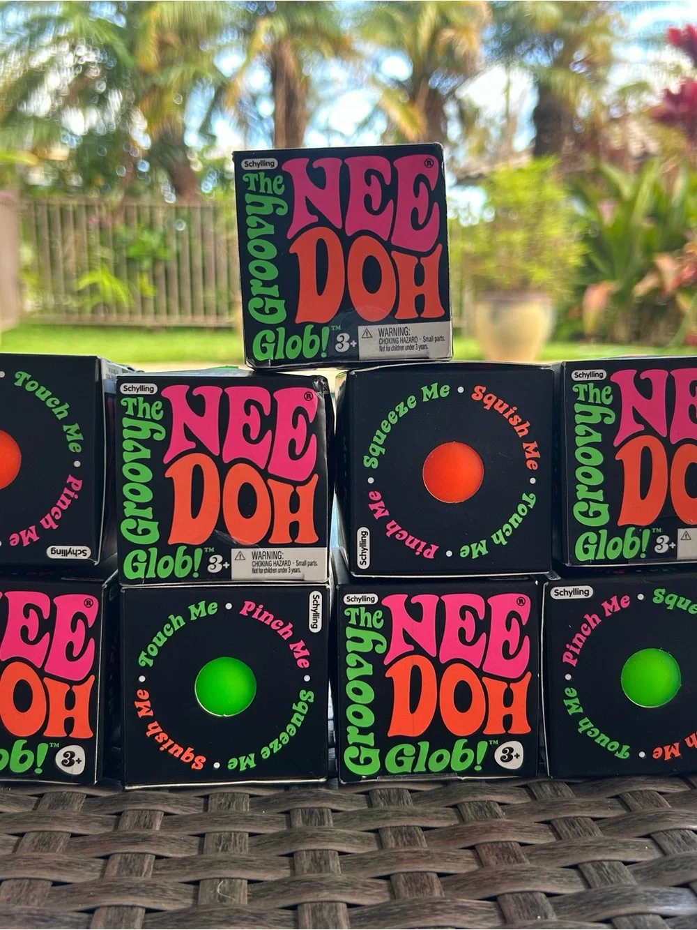 NeeDoh Groovy Glob! Kids Stress Relief Toy - Neon Orange & Green